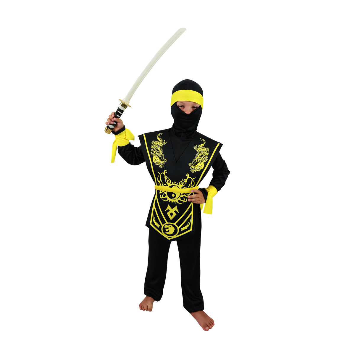 Children's yellow ninja costume S
