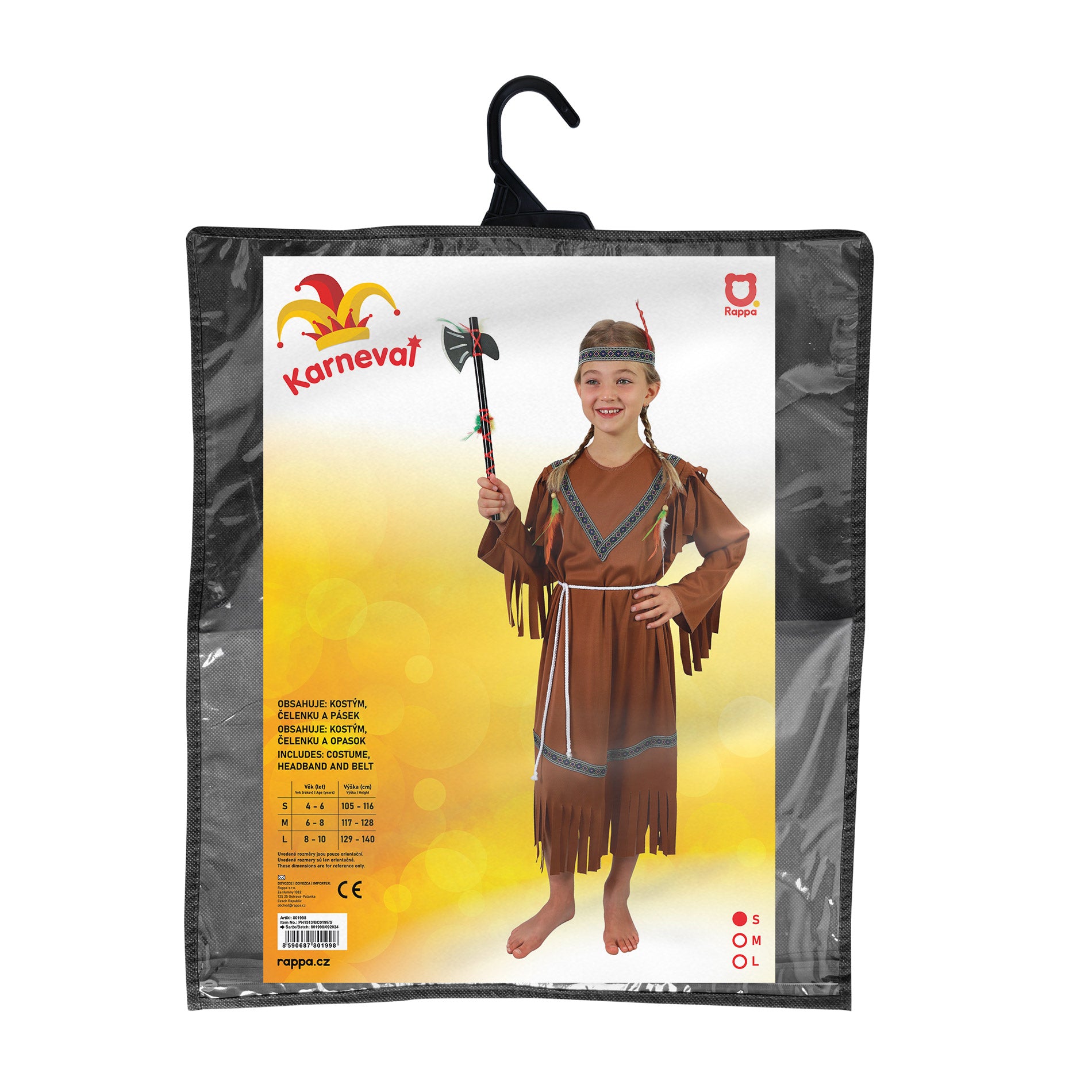 Girls' Indian-Inspired Carnival Costume with Headband, Size S