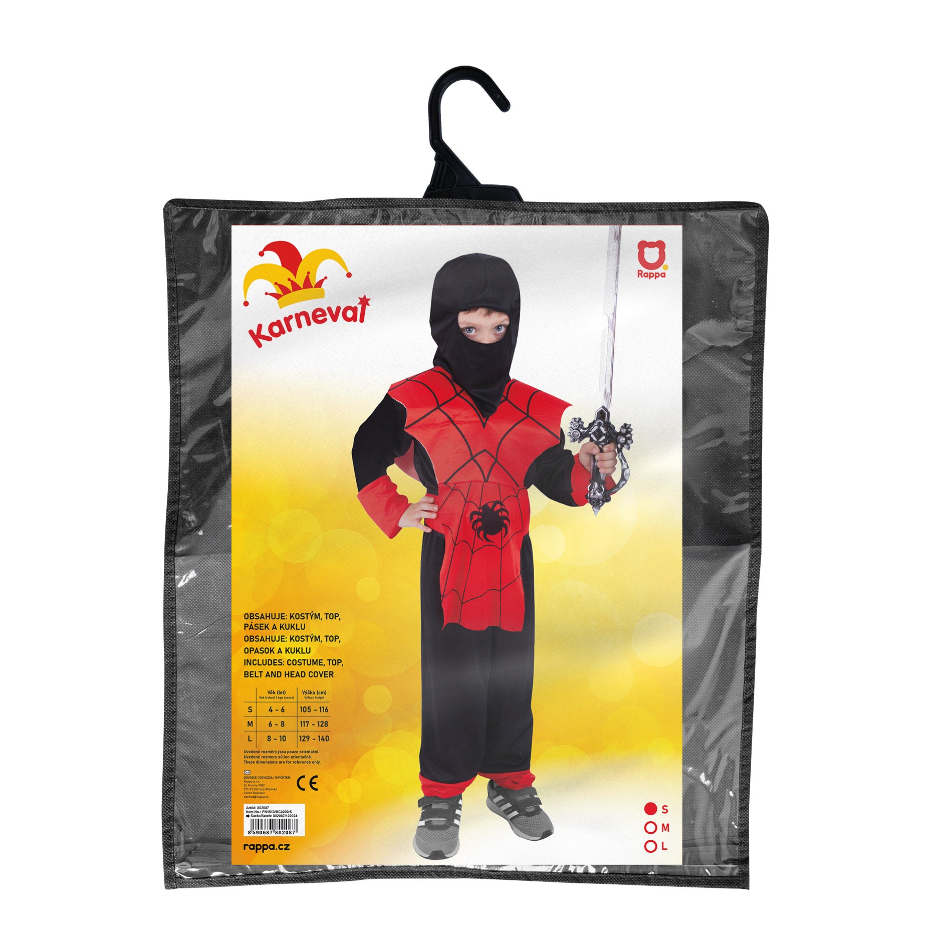Red Ninja children's costume, size S
