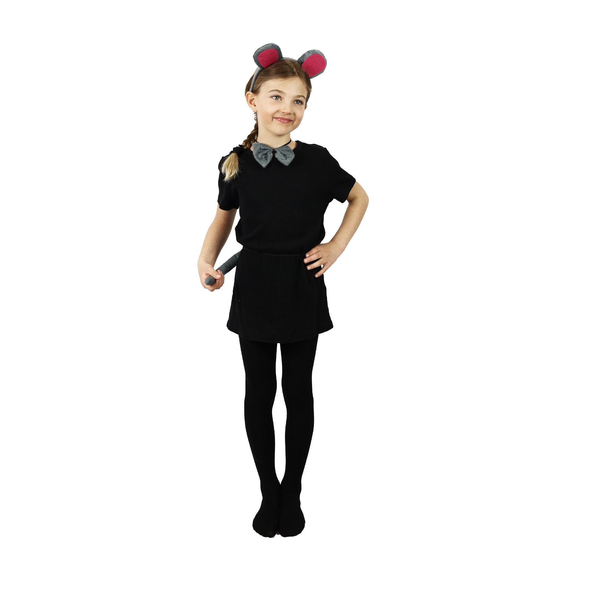 Mouse costume accessories set with tail, bow tie and headband