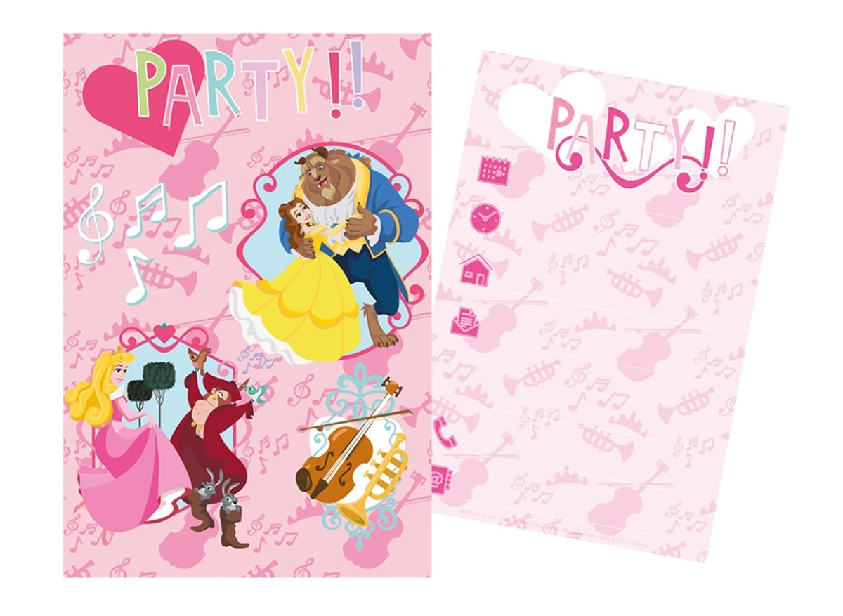 Disney Princess party invitations with envelopes, 5 sets