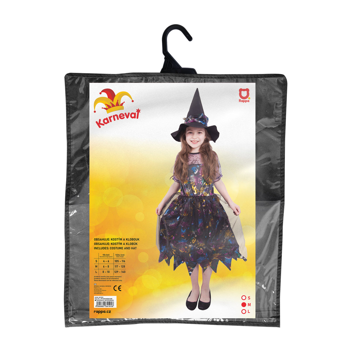 Children's colourful witch costume M