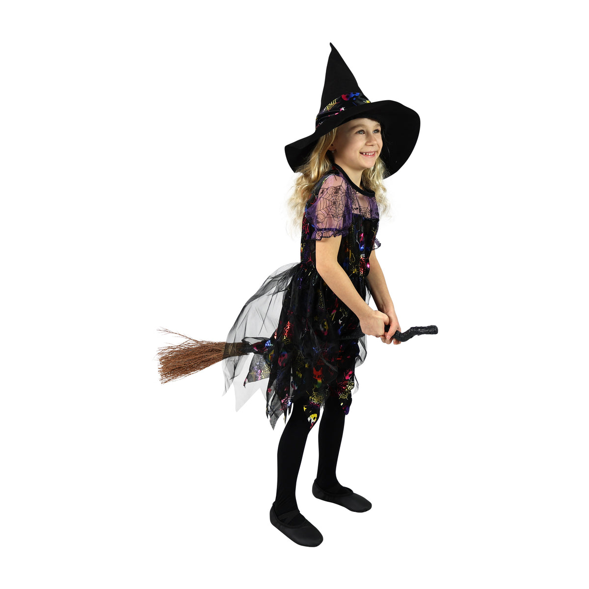 Children's colourful witch costume, size S