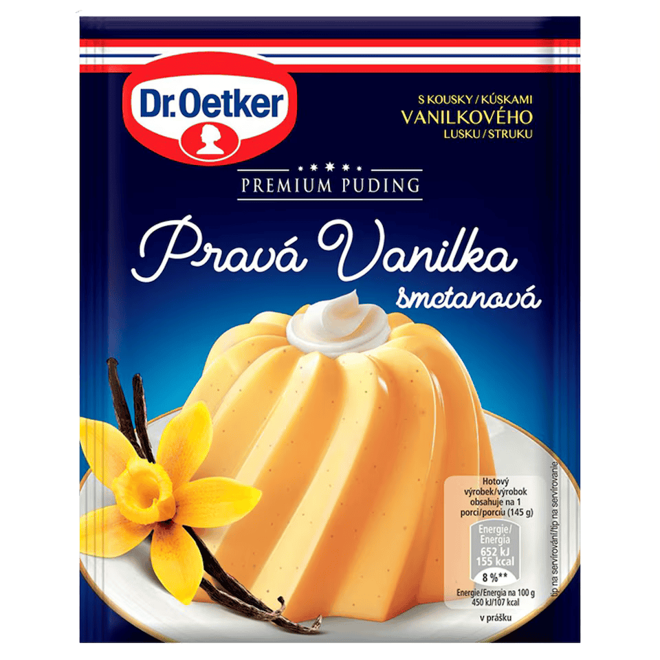 Dr.Oetker Premium Pudding – Real Vanilla & Cream Flavor / Premiovy pudink s pravou vanilkou a smetanovou chuti