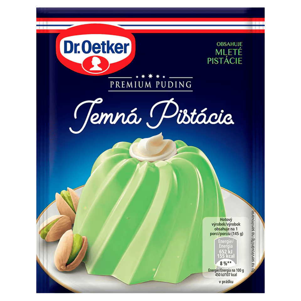 Dr.Oetker Premium Pudding – Delicate Pistachio Flavor / Premiovy pudink s jemnou pistaciovou prichuti