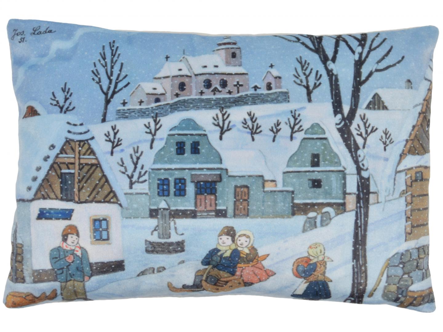 Josef Lada Winter Fun Pillow 45x30cm / Josef Lada Zimni radovanky polstarek