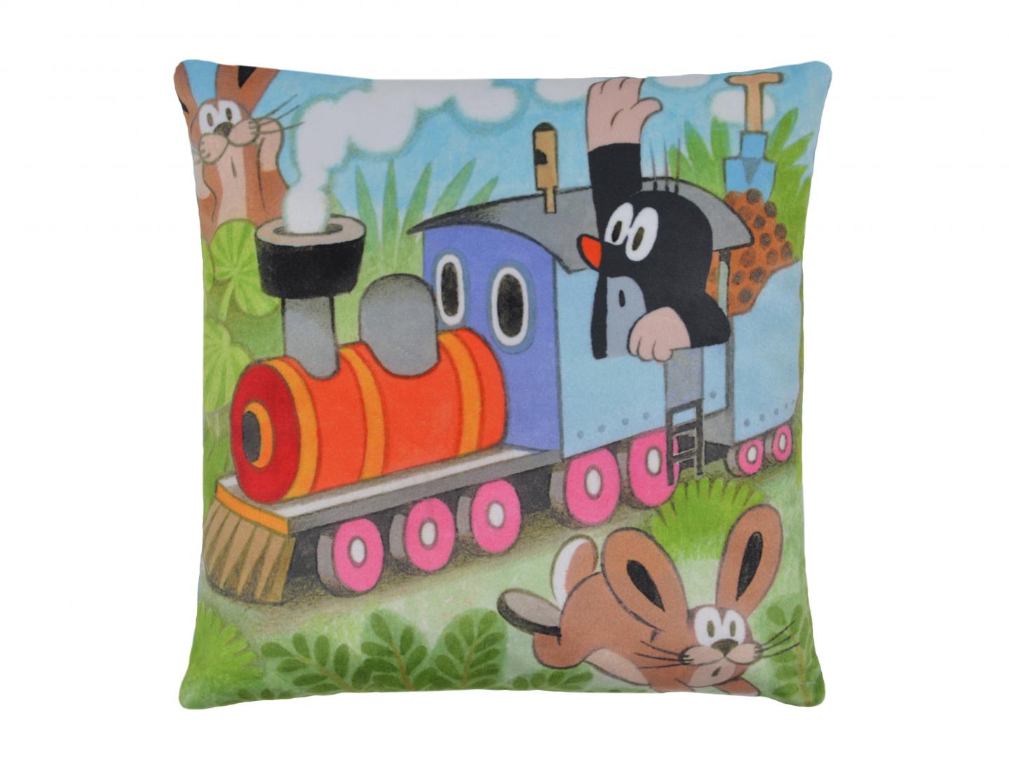 Little Mole Pillow 25 x 25 cm Locomotive / Krtecek polstarek lokomotiva