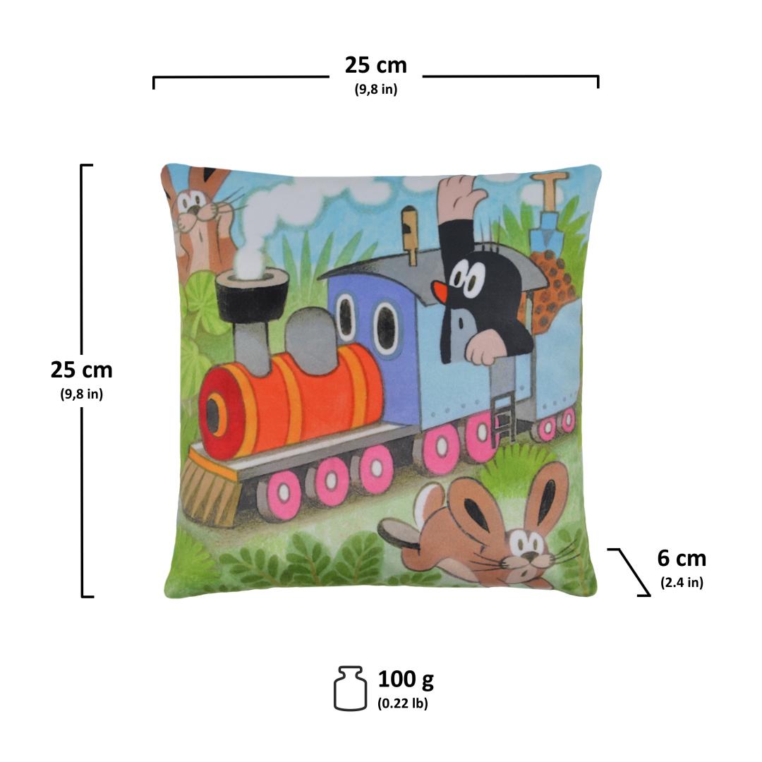 Little Mole Pillow 25 x 25 cm Locomotive / Krtecek polstarek lokomotiva