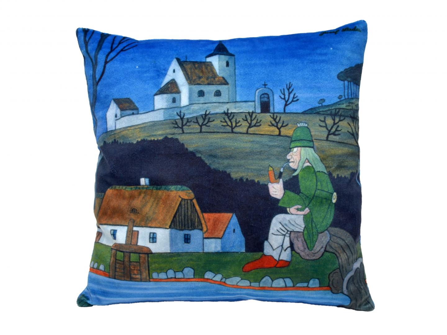 Josef Lada Water Sprite Pillow 25x25cm / Josef Lada Vodnik polstarek