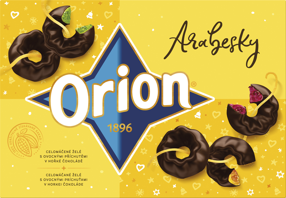 Orion Arabesky Fully Dark Chocolate Coated Fruit Jellies / Arabesky zele celomacene 247 g