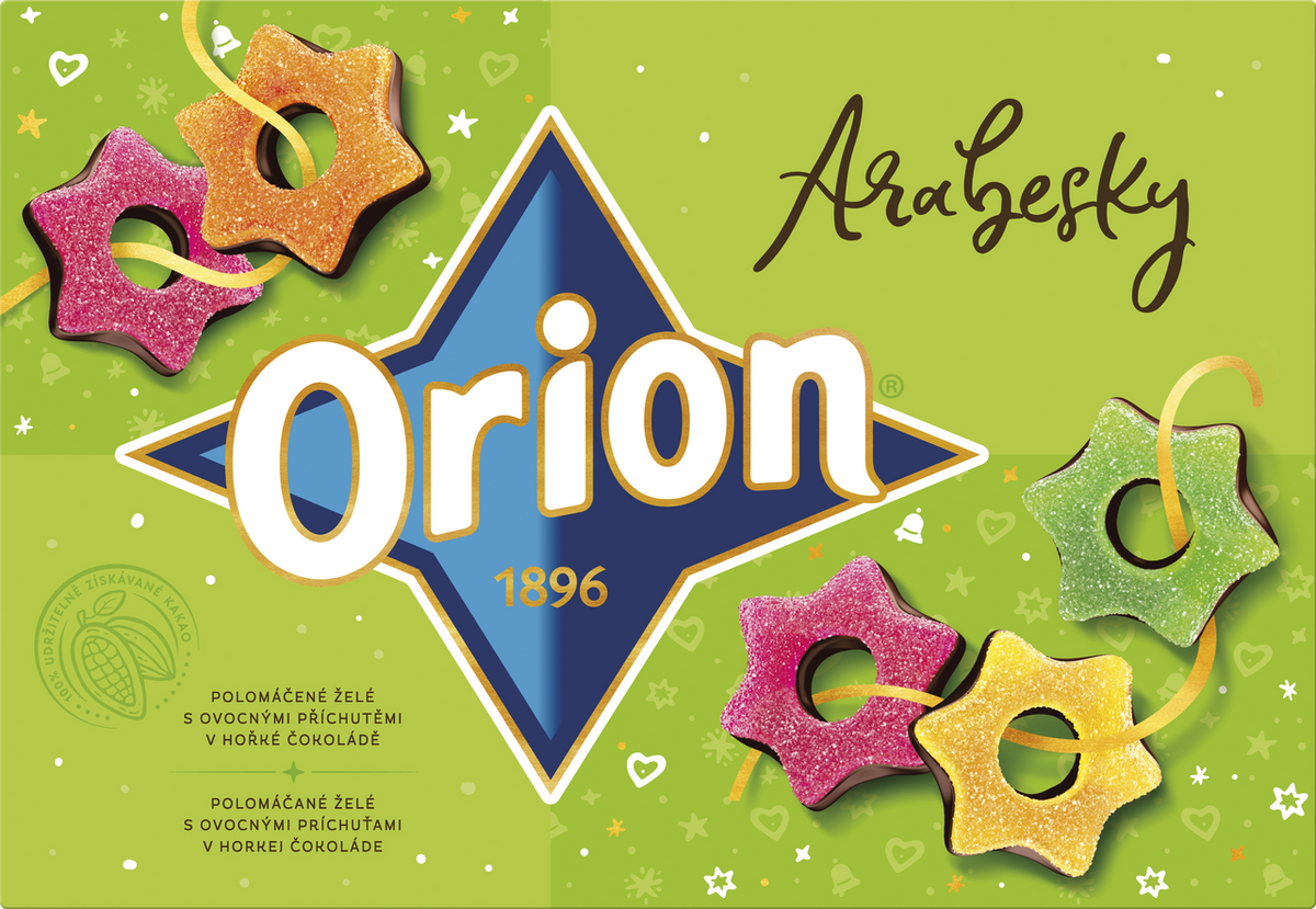 Orion Arabesky Half Chocolate-Dipped Fruit Jellies / Arabesky polomacene ovocne zele