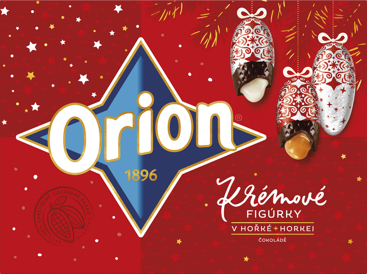 Orion Figuras cremosas – Chocolate negro con relleno cremoso / Kremove figurky v horke cokolade s bohatou kremovou naplni
