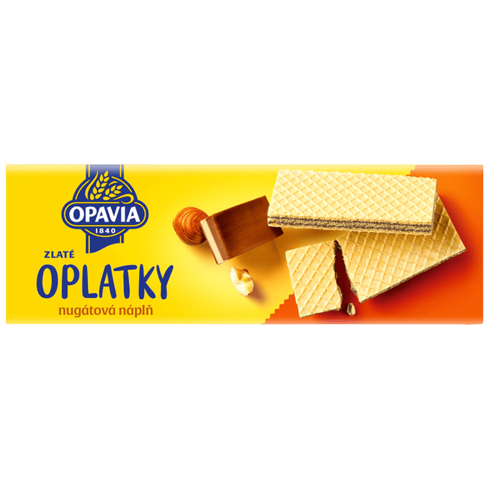 Opavia Zlate Oplatky Wafers with Nougat Filling / Zlate oplatky s nugatovou naplni