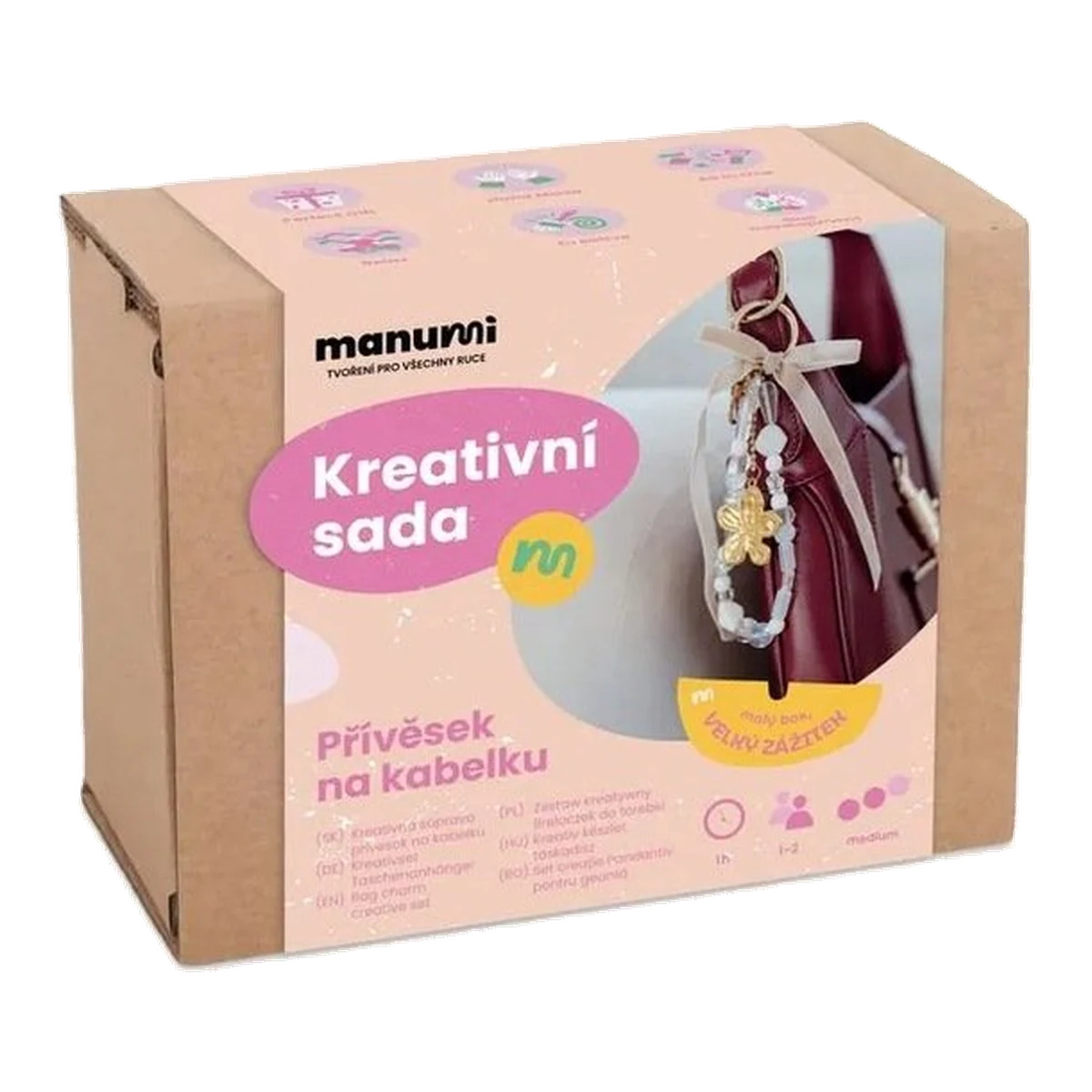 Manumi Bag Charm Kit, Glass Beads and Velvet Ribbon