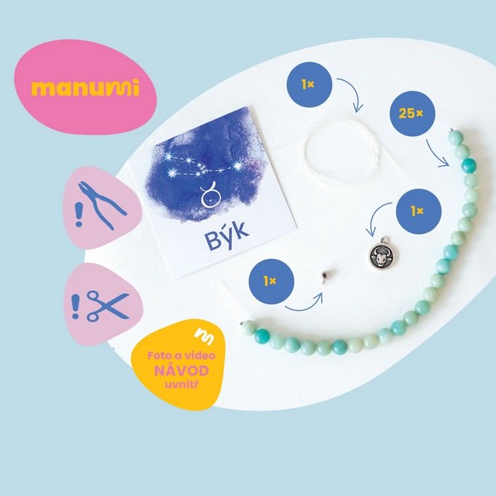 Manumi Gemstone Bracelet Kit, Zodiac Sign Taurus