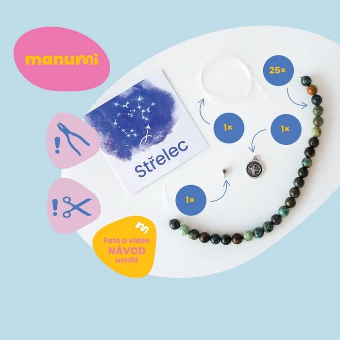 Manumi Gemstone Bracelet Kit, Zodiac Sign Sagittarius