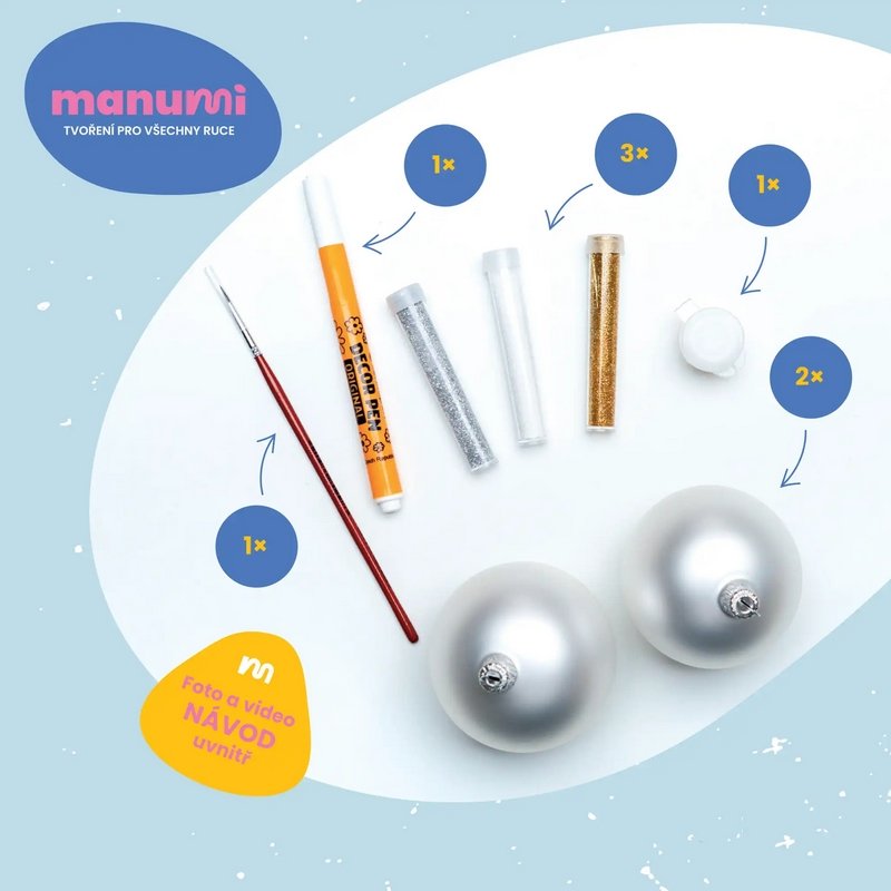 Manumi Christmas Bauble Decorating Kit, Silver