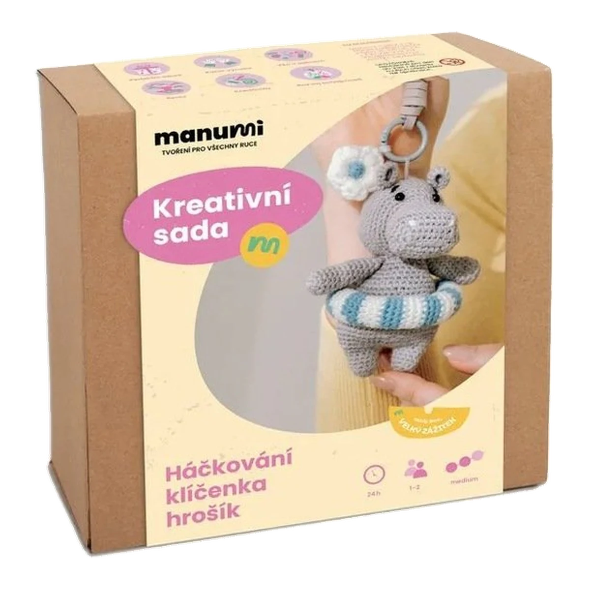 Manumi Amigurumi Crochet Kit, Hippo Keychain