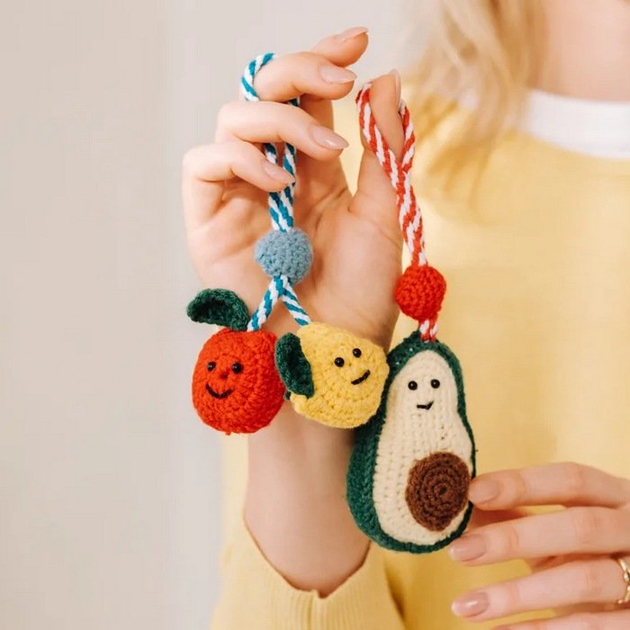Manumi Amigurumi Crochet Kit, Fruit Keychains