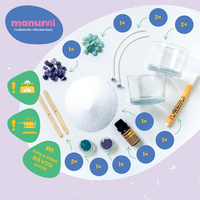 Manumi Scented Candle Making Kit with Minerals, 2 Candles