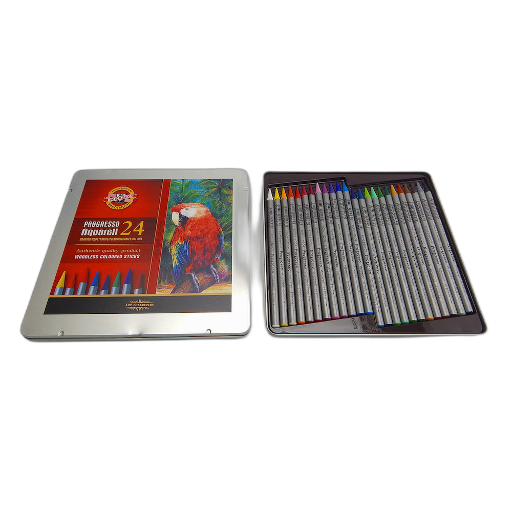 Koh-i-Noor Progresso Aquarell Woodless Pencils 24 in Tin