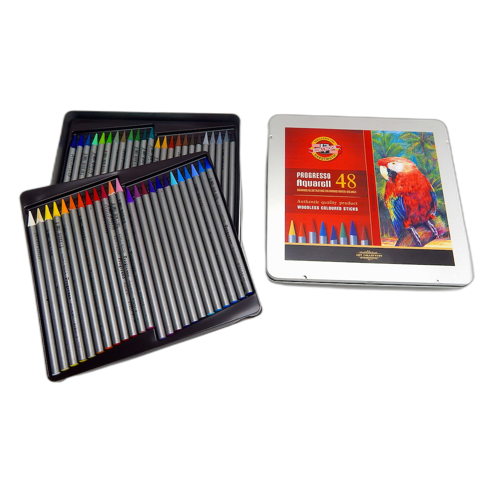 Koh-i-Noor Progresso Aquarell Woodless Pencils 48 in Tin
