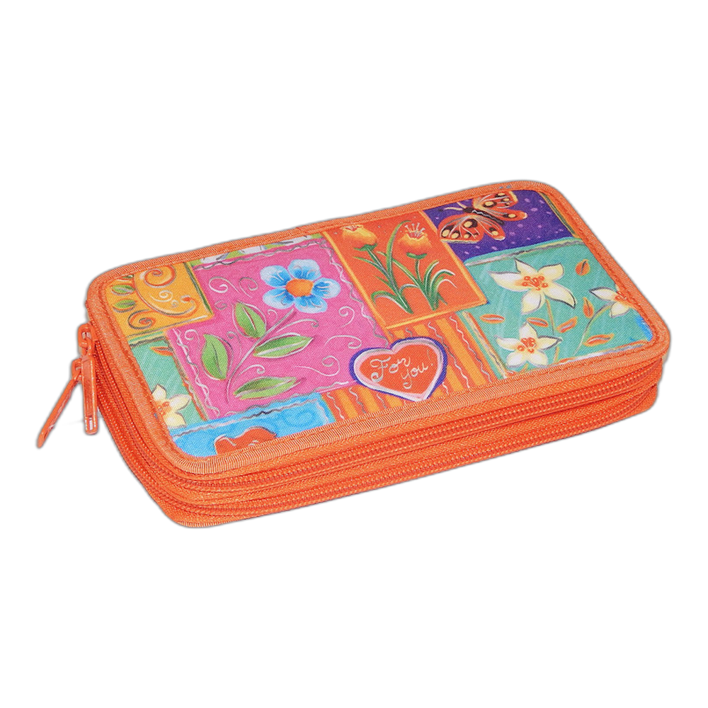 Koh-i-Noor Filled Two Tier Pencil Case Orange