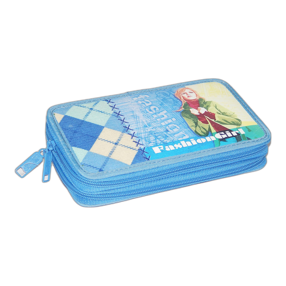 Koh-i-Noor Filled Two Tier Pencil Case Fashiongirl Blue
