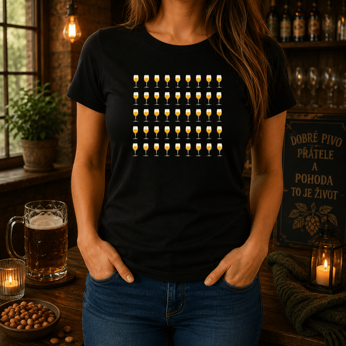 Women's Black 50th Birthday T-shirt with Glasses