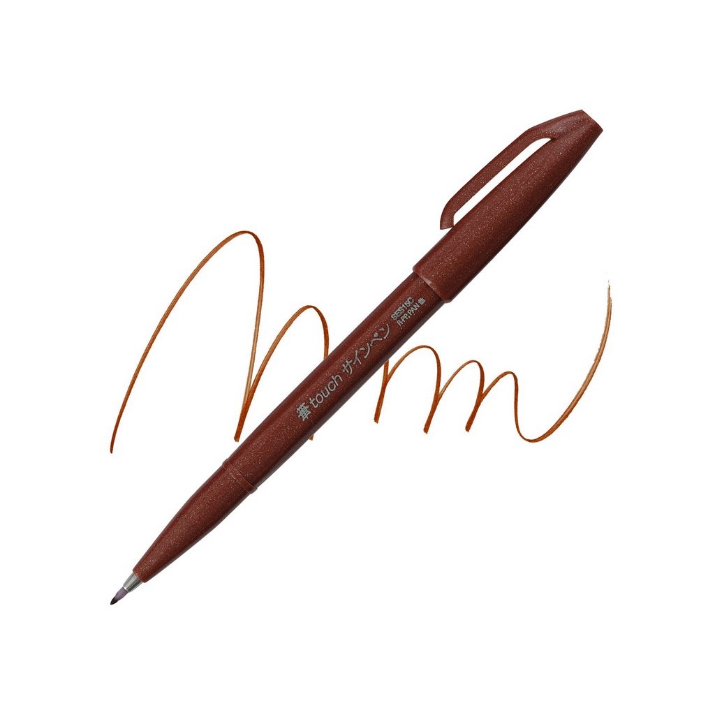 Popisovač Pentel Touch Brush - hnědý