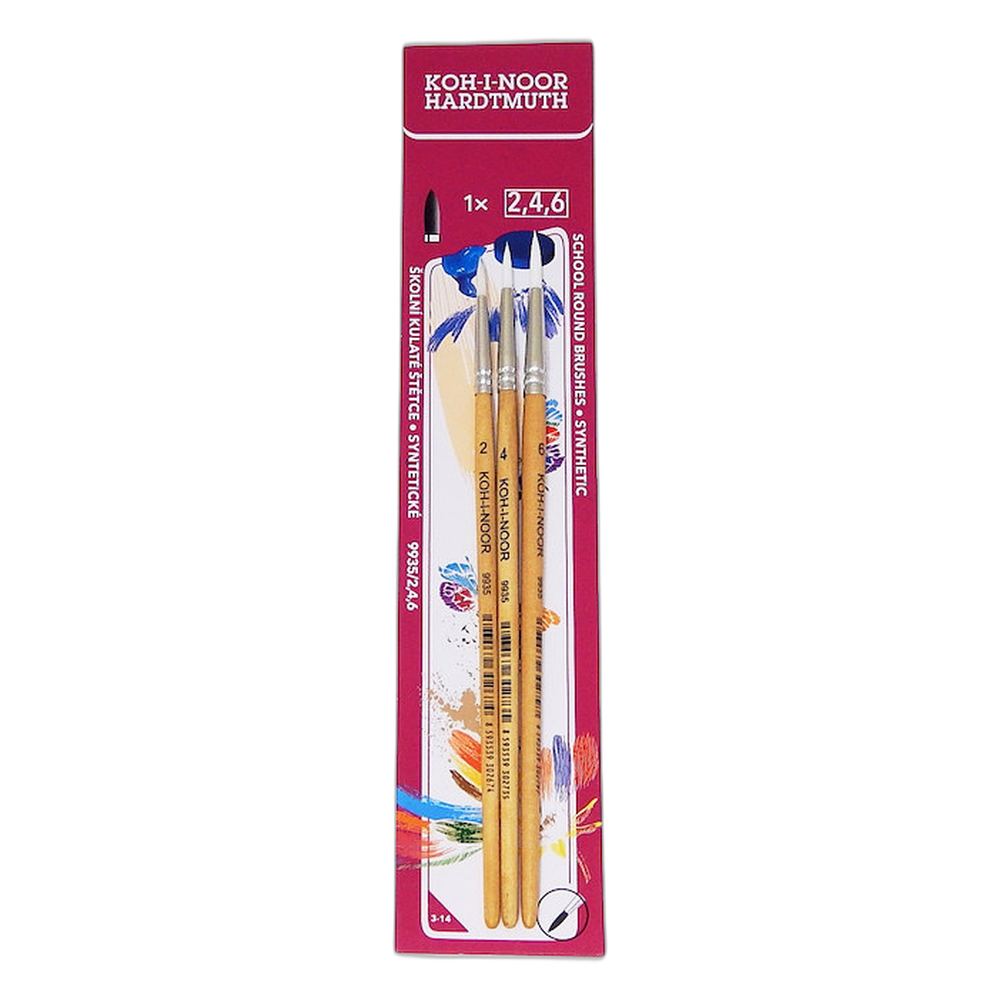 Koh-i-Noor Synthetic Round Brush Set 9935 Sizes 2 4 6