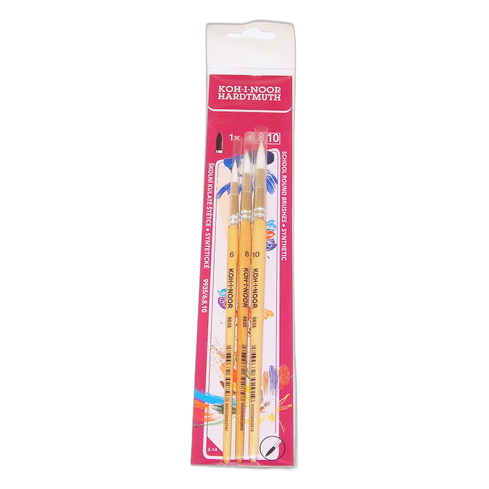 Koh-i-Noor Synthetic Round Brush Set 9935 Sizes 6 8 10
