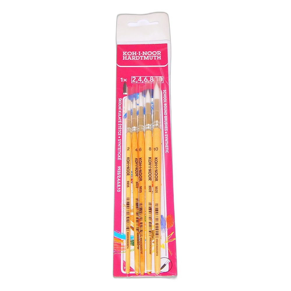 Koh-i-Noor Synthetic Round Brush Set 9935 Sizes 2 4 6 8 10