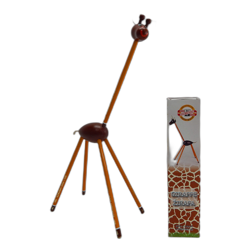 Koh-i-Noor Giraffe 9960 Pencil Holder Brown with Hardtmuth 1500 Graphite Pencils