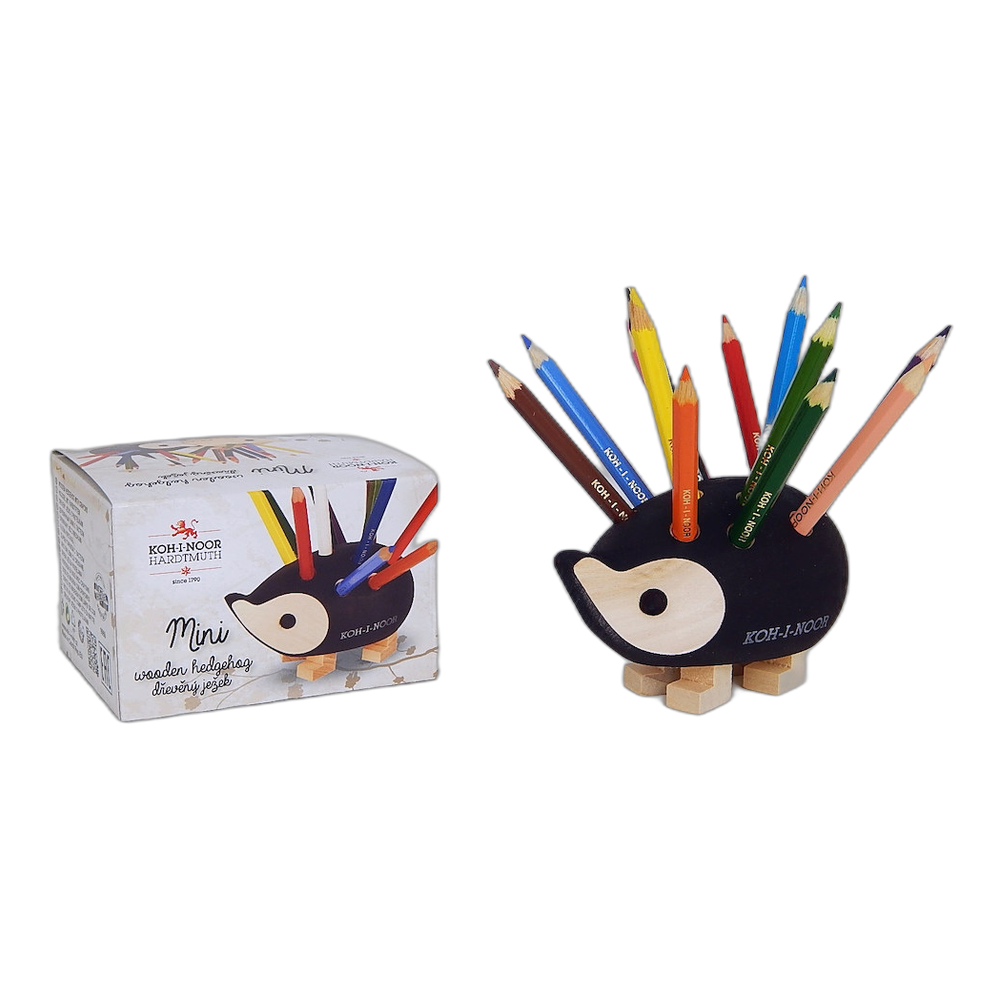Koh-i-Noor Jezek Wooden Hedgehog 9960S Mini Brown with 12 Colored Pencils