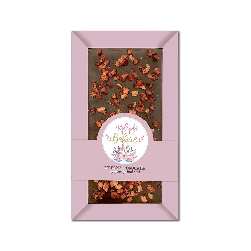 Milk Chocolate with Strawberries for the Best Grandma, 80 g