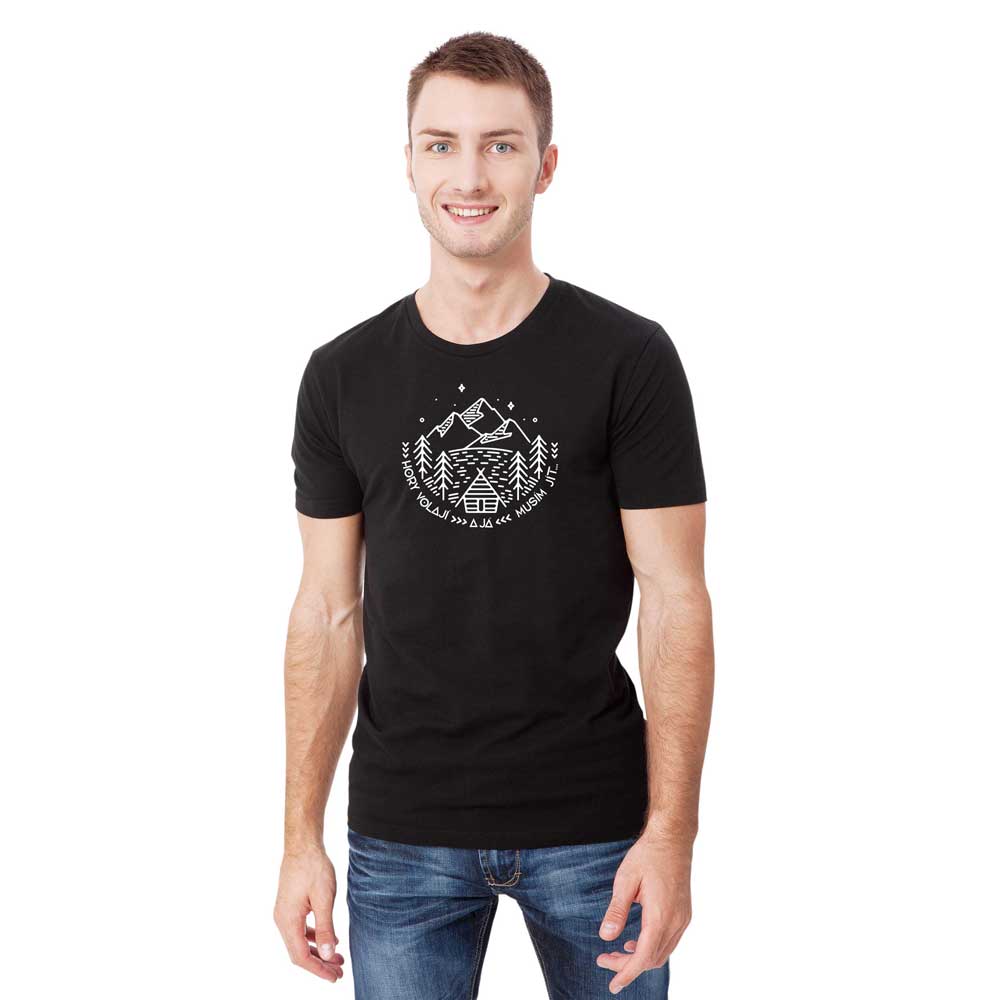 Men's Black T-shirt with “The Mountains Are Calling” Print