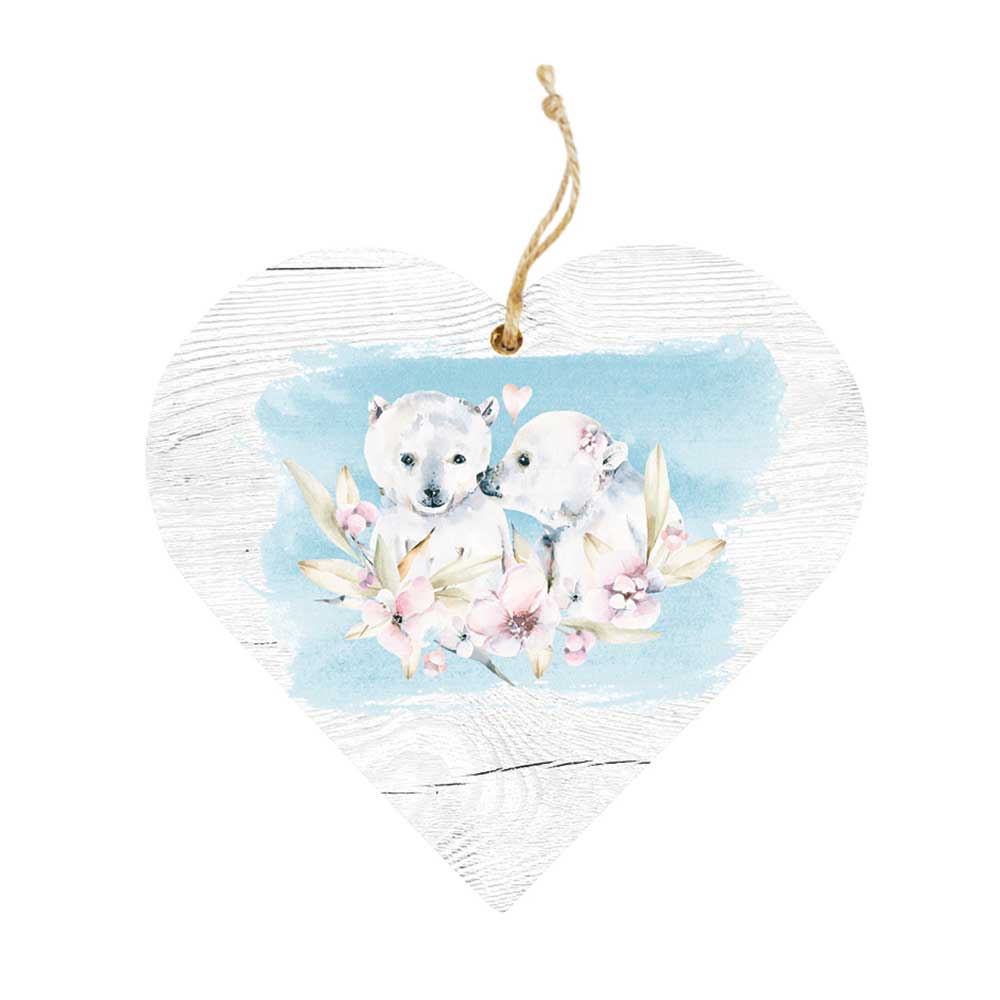 Decorative Wooden Heart with Bears