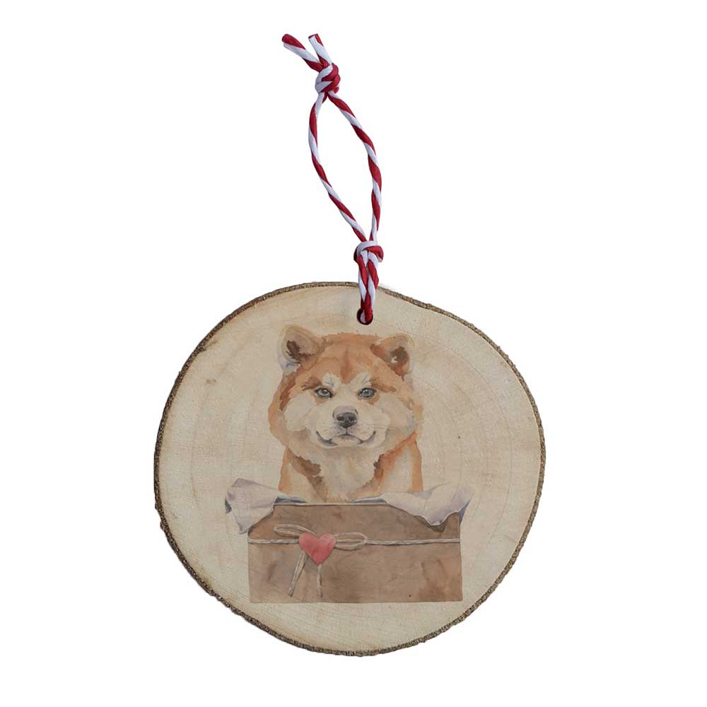 Shiba Inu Wooden Christmas Ornament