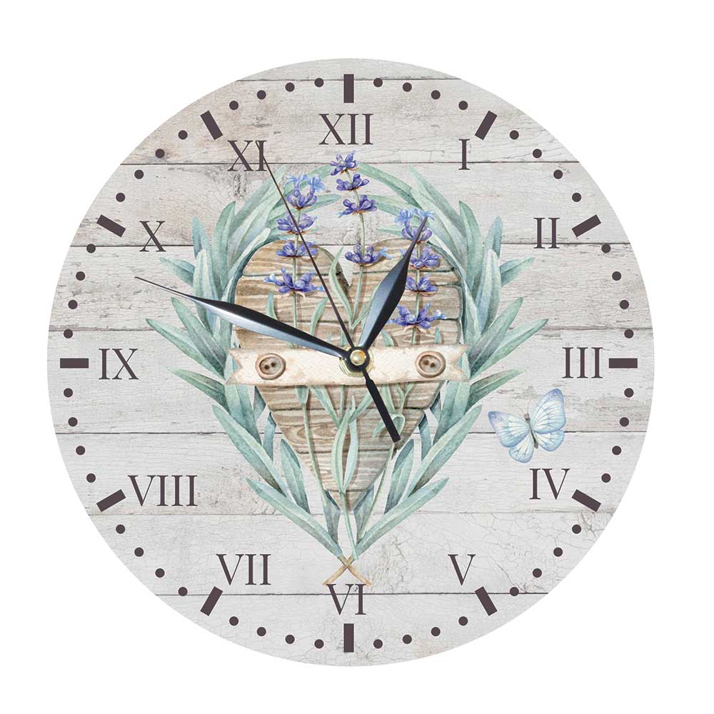 Wooden Wall Clock 24 cm, Provence Lavender