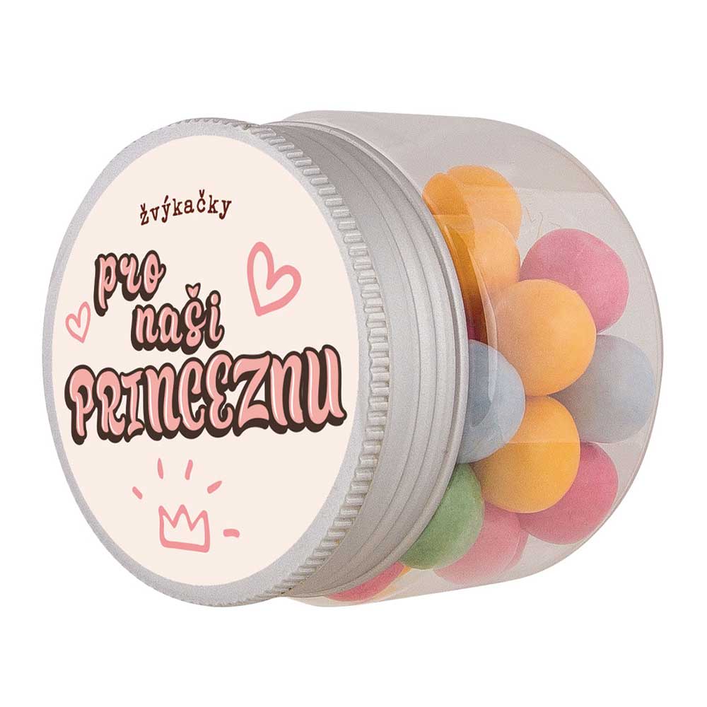 Round Chewing Gum in a Plastic Container, For a Princess