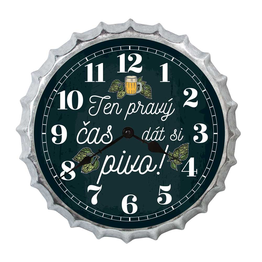 Large Wall Clock Shaped Like a Bottle Cap, 35 cm