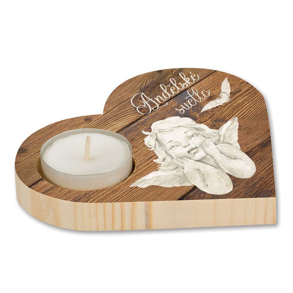 Wooden Heart Candle Holder – Angel Light