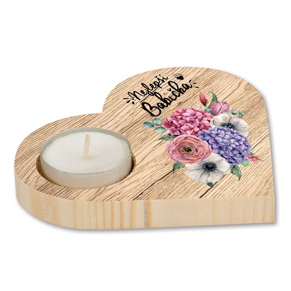 Wooden Heart Candle Holder for the Best Grandma
