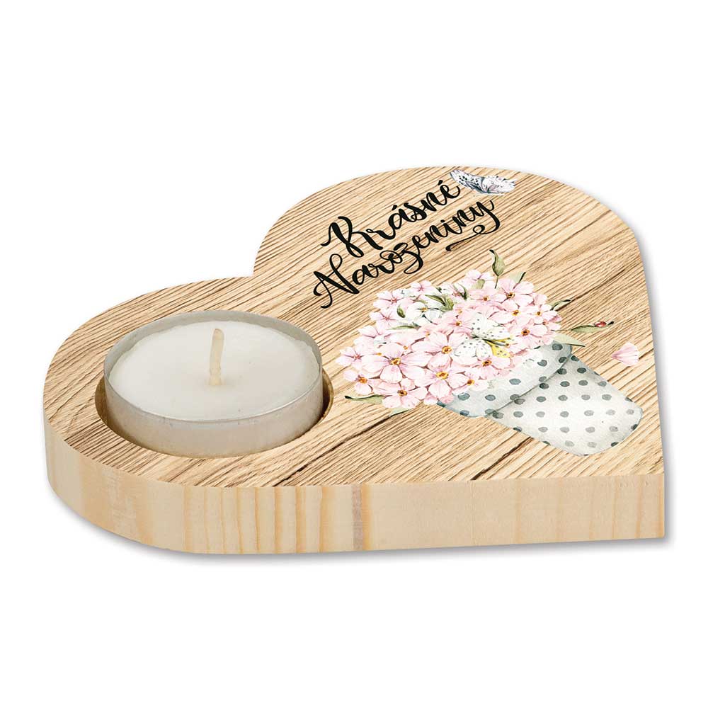 Wooden Decorative Heart Candle Holder – Happy Birthday