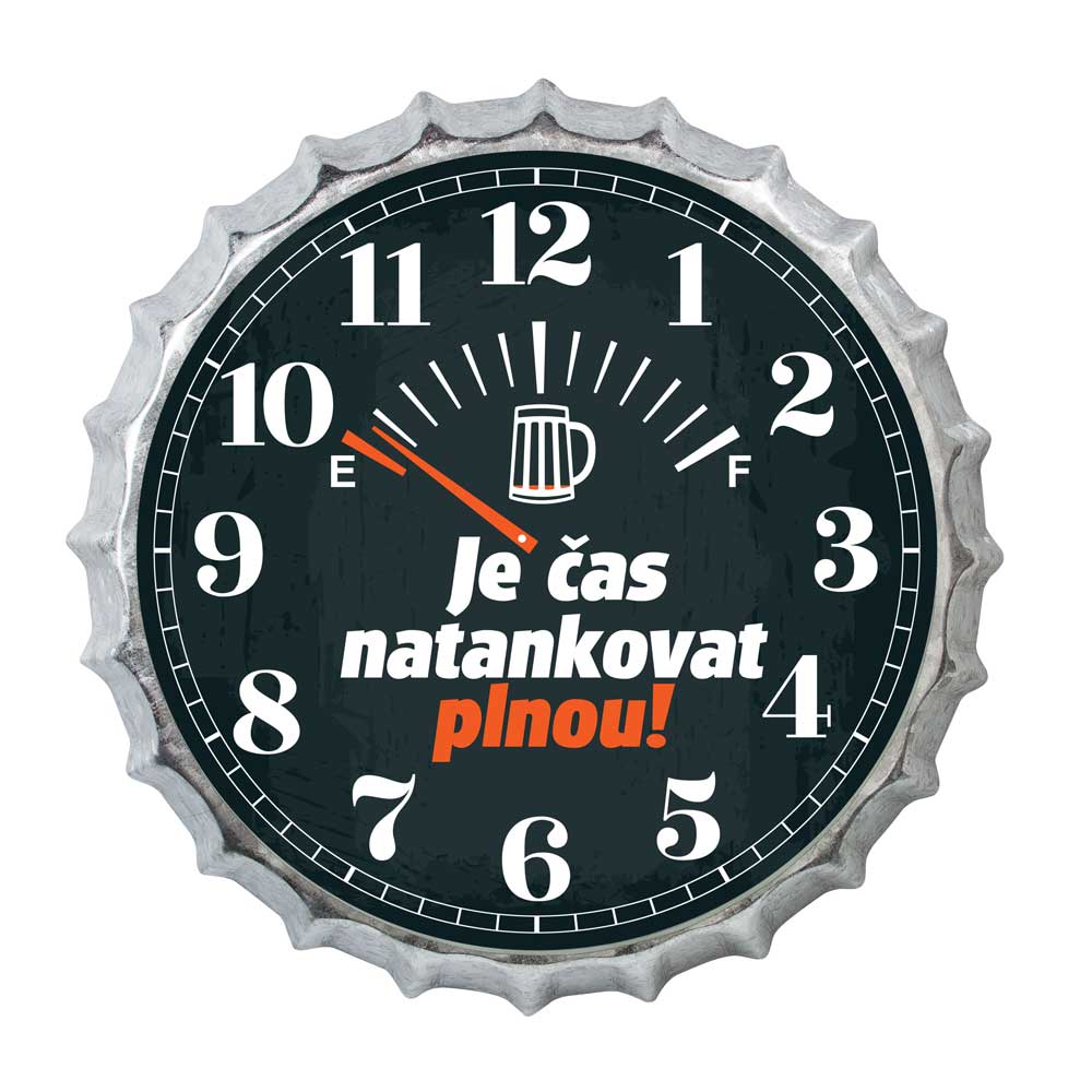 Large Wall Clock Shaped Like a Bottle Cap, 35 cm