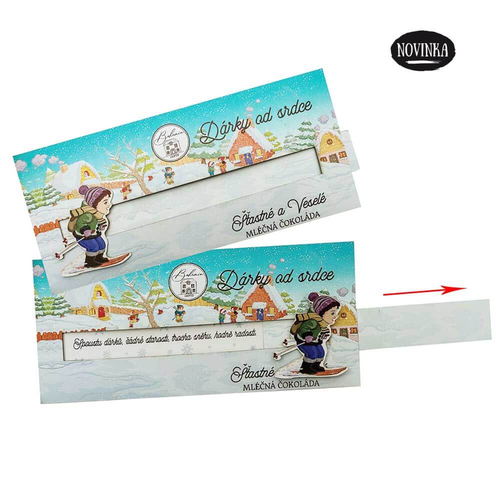 Christmas Milk Chocolate with Pull-Out Greeting and Skier