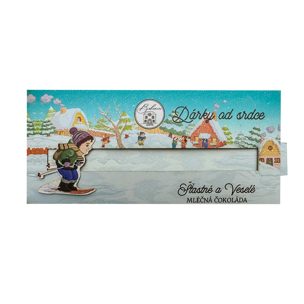 Christmas Milk Chocolate with Pull-Out Greeting and Skier