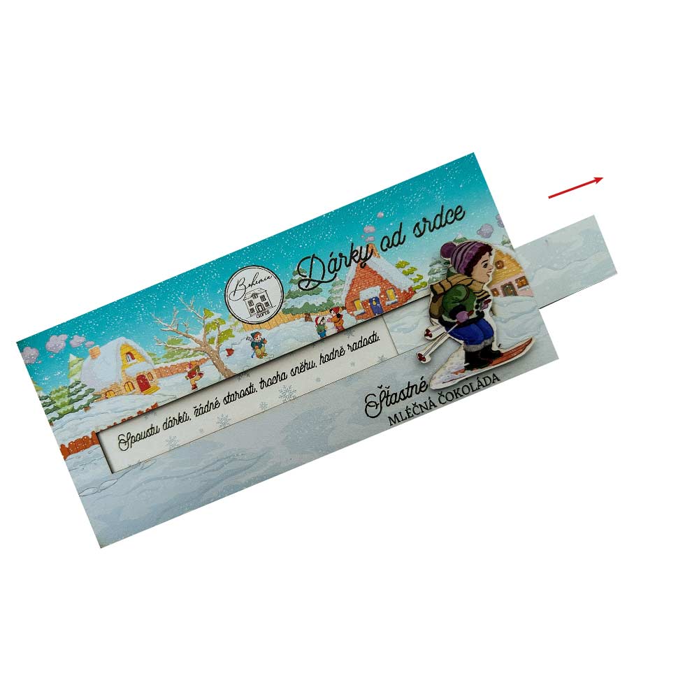 Christmas Milk Chocolate with Pull-Out Greeting and Skier