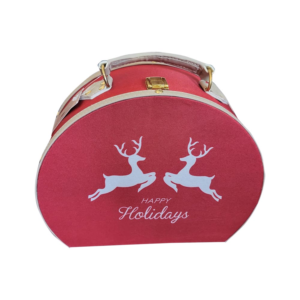 Red Christmas Suitcase with Reindeer